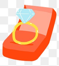 Diamond ring png sticker, Valentine’s doodle on transparent background