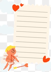 Cupid background png transparent, Valentine’s note paper doodle