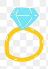 Diamond ring png sticker, Valentine’s doodle on transparent background