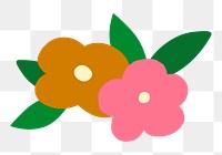 Colorful flower png sticker, doodle on transparent background