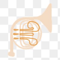 French horn png musical instrument sticker, retro design in beige