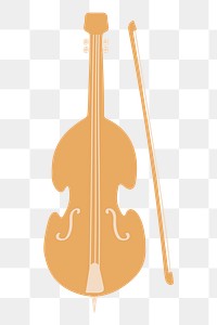 Double bass png clipart, orchestral music instrument in retro design