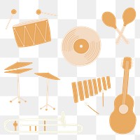 Jazz music instruments png sticker, entertainment graphic in pastel collection