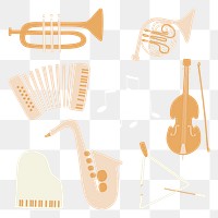 Jazz music instruments png sticker, entertainment graphic in pastel set