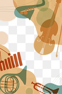 Aesthetic jazz png border background, musical instrument in pastel orange