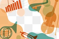 Retro music frame background png, orange pastel instrument illustration