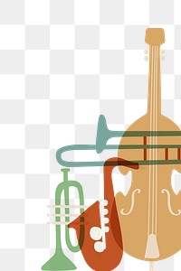 Retro music border background png, green instrument illustration