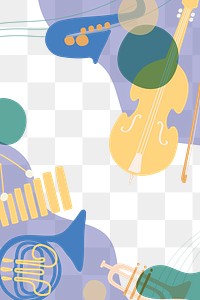 Purple aesthetic border png background, musical instrument in retro design