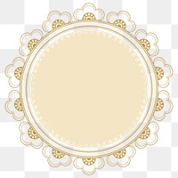 Lace doily frame png transparent, circle shape in classic design