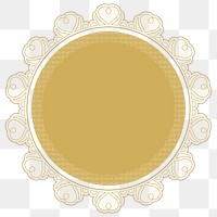 Heart lace frame png transparent, gold shape