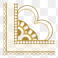 Lace heart png clipart, gold vintage design
