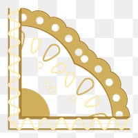 Elegant lace corner png border, classic gold fabric, transparent design