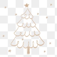 Cute Christmas tree png background, festive doodle in brown