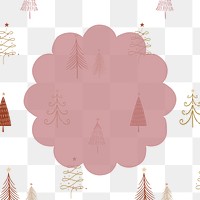 Red Christmas background png transparent, with trees doodle pattern