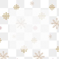 Winter snowflakes png background, Christmas doodle pattern in gold 