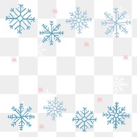 Winter snowflakes png background, Christmas doodle pattern in blue