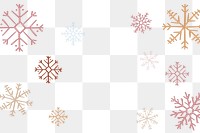 Christmas snowflake png background, transparent frame, red doodle design