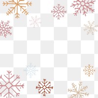 Christmas snowflake png background, transparent frame, red doodle design