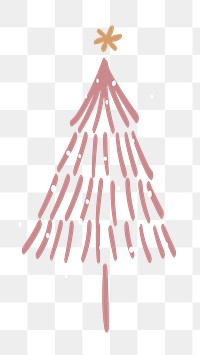 Pink Christmas tree sticker png transparent, creative doodle hand drawn, festive design