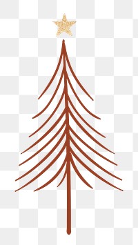 Brown Christmas tree sticker png transparent, creative doodle hand drawn, festive design