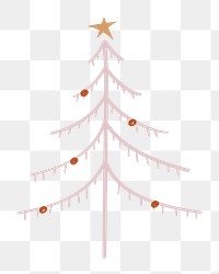 Cute Christmas tree sticker png transparent, hand drawn doodle in pink