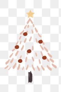 Cute Christmas tree sticker png transparent, hand drawn doodle in pink