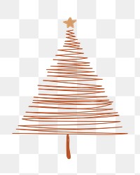 Cute Christmas tree sticker png transparent, hand drawn doodle in brown