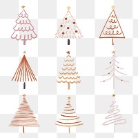 Christmas doodle png sticker, cute tree and animal illustration collection