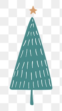 Christmas tree sticker png transparent, cute doodle clipart in green 