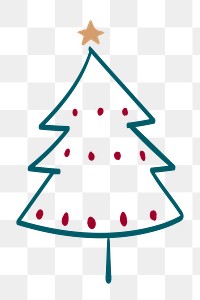 Pine tree png sticker, Christmas doodle clipart in green