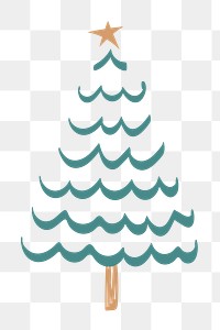 Christmas tree sticker png transparent, cute doodle clipart in green 