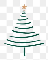 Green Christmas tree sticker png transparent, creative doodle hand drawn, festive design