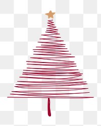 Cute christmas tree sticker png transparent, hand drawn doodle in red 