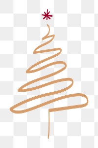 Gold Christmas tree sticker png transparent, creative doodle hand drawn, festive design