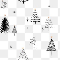 Christmas doodle png background, cute polar bear animal pattern in color