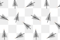 Simple Christmas png background, black trees pattern, cute doodle design