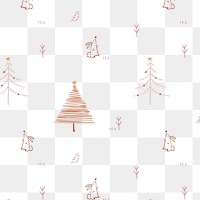 Christmas doodle png background, cute bunny animal pattern in brown