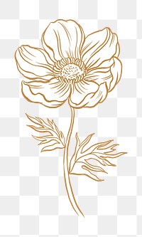 Anemone png flower collage element, brown botanical clipart