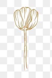 Tulip flower png tattoo art, brown vintage botanical cut out