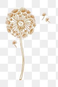 Dandelion png flower tattoo art, brown vintage sticker