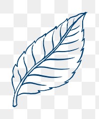 Rose’s leaf png tattoo art, blue vintage nature sticker