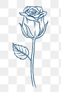 Vintage rose flower png transparent tattoo art, blue botanical sticker