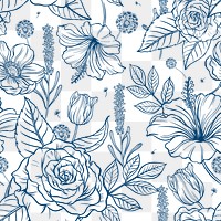 Vintage rose png transparent background, blue pattern, botanical illustration