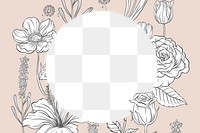 Aesthetic flower png transparent background, vintage botanical frame