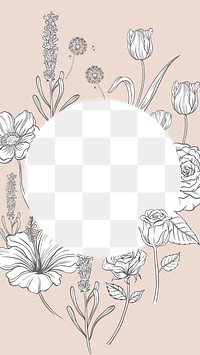 Aesthetic flower png transparent background, vintage botanical frame