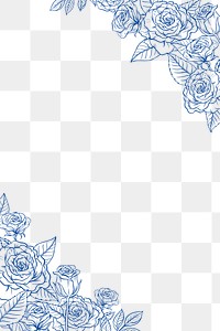 Blue rose png transparent background, vintage flower border