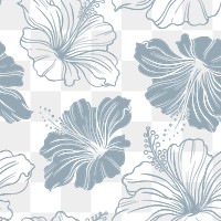 Hibiscus flower pattern png background, botanical transparent design