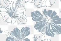 Hibiscus flower pattern png background, botanical transparent design