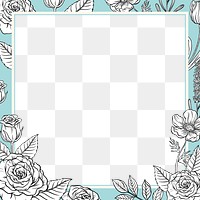 Blue flower png transparent background, vintage botanical frame