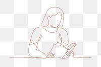 Lifestyle png drawing, person reading, transparent background illustration